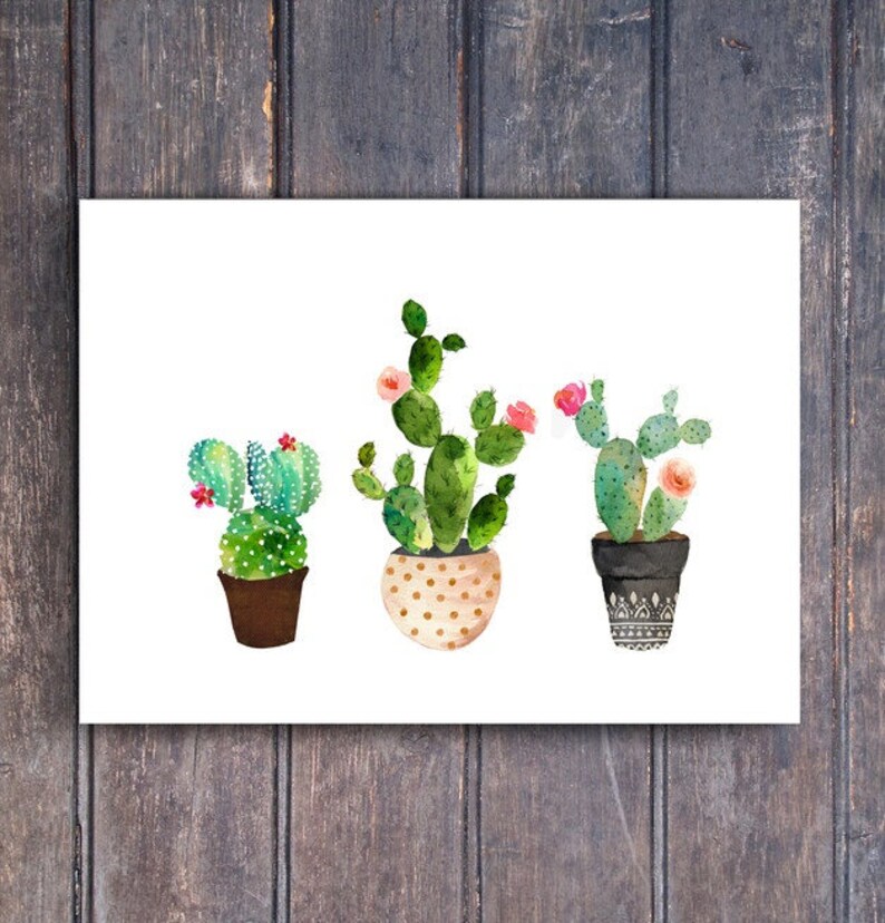 Poster Kaktus Kaktus Kaktus Poster Wanddekoration Aquarell Collagee verschiedene Größen Bild 1