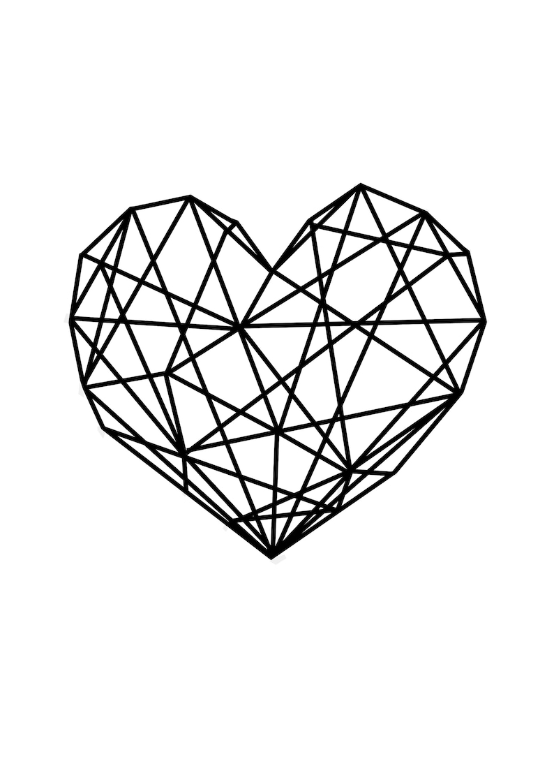 Poster Print Geo Heart A4 Etsy