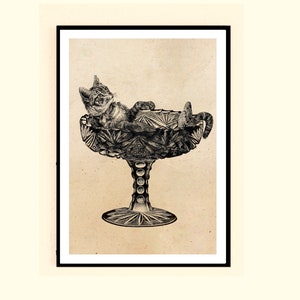 Vintage Print Cocktail Cat and Party Cat Poster Wall Decoration Wall Art