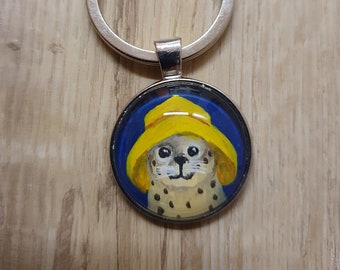 Hand-painted keychain - Seal / Seal - Unique