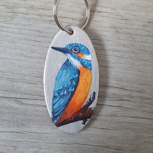 Hand-painted keychain - kingfisher - unique