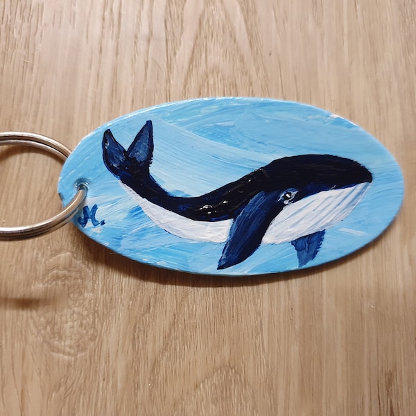 Handgemalter Schlüsselanhänger - Wal -  Unikat