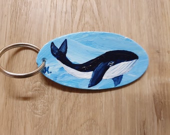 Hand-painted keychain - Whale - Unique