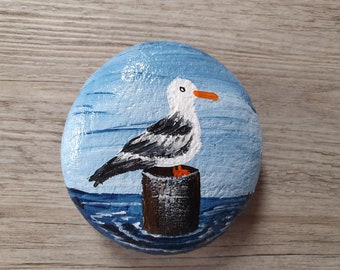 Seagull - painted stone - handmade