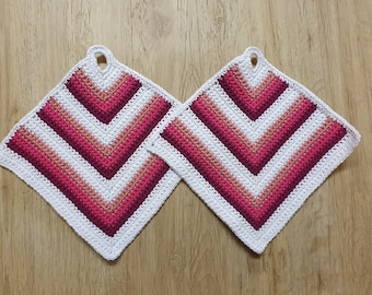Crocheted pot holders - handmade - 100 % cotton