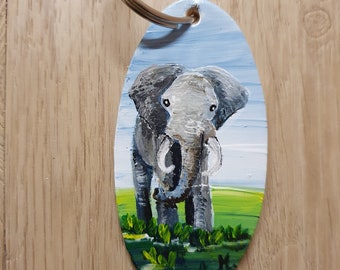 Schlüsselanhänger - Elefant - Handgemalt - Unikat