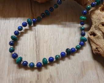 Gemstone necklace / handmade / unique - chain with lapis lazuli and azurite