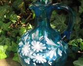 Vase, glass vase mouth-blown, hand painted