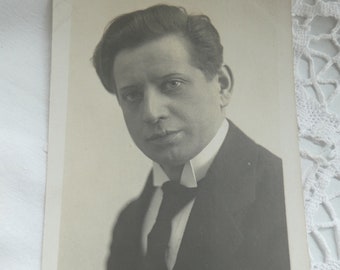 Old autograph card actor Eugen Becker, postcard, black and white photography, portrait