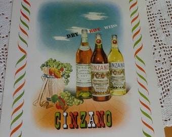 Druck, Reprint, altes Cinzano-Werbeplakat, Reklame