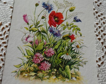 Carte de vœux pour la fête des mères avec des fleurs des prés, carte de fête des mères, carte de vœux