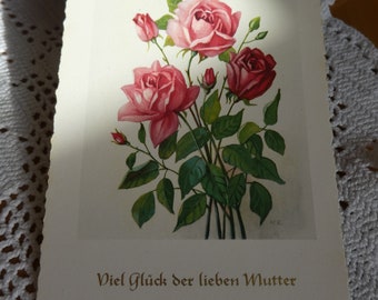 Glückwunschkarte für die Mutter mit Rosen, Muttertagskarte, Vintagekarte