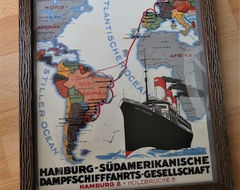 Bild, alter Druck, Plakat, Hamburg-Südamerikanische Dampfschifffahrts-Gesellschaft, industriel, maritim