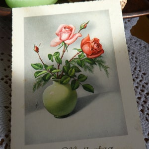 Tarjeta de felicitación del Día de la Madre, zona EE. UU. Alemania, vintage