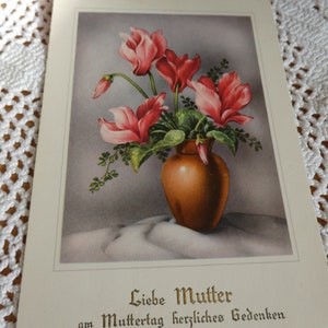 Carte de vœux, carte de vœux pour la fête des mères, à la mémoire de maman, avec cyclamen, vintage