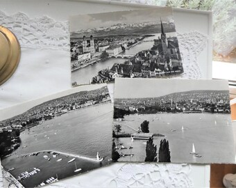 Zurich, Lake Zurich, old black-and-white photographs, layer maps