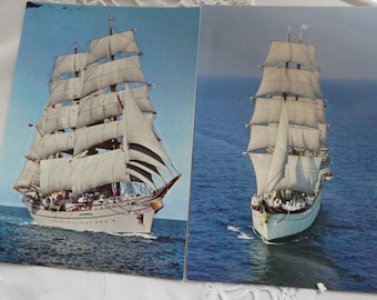 Gorch Fock, sail training ship, old greeting cards, postcards