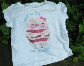 Puppenkleidung, Baby- T-Shirt mit Vögelchen Gr. 56/62