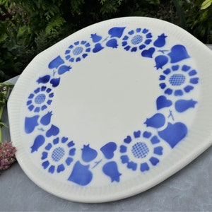 Vintage Keramik Tortenplatte,Kuchenplatte, blau-weiß, Landhausstil Bild 2