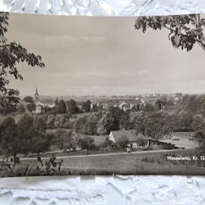 Meuselwitz, Görlitz, ancienne carte postale, carte de voeux, vraie photographie, noir et blanc, RDA
