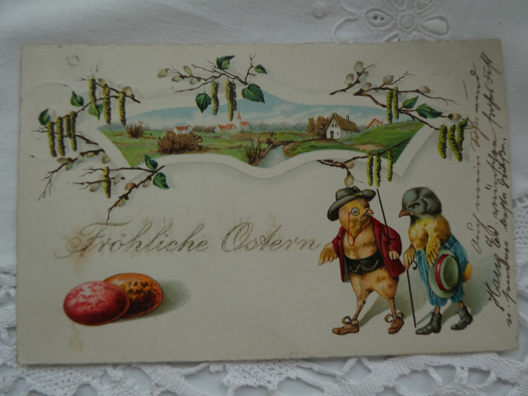 Antique Easter Greeting Card, Art Nouveau, Bingen/rhein, Weihs Family