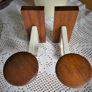 Coat hooks, metal and teak, Mid Century, 60s, 70s