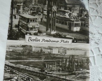 Berlin, old postcard of Berlin Potsdamer Platz, black and white photography