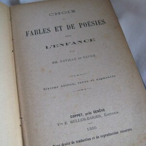 Choix de fables et Poésies, booklet of 1885, Antique image 2