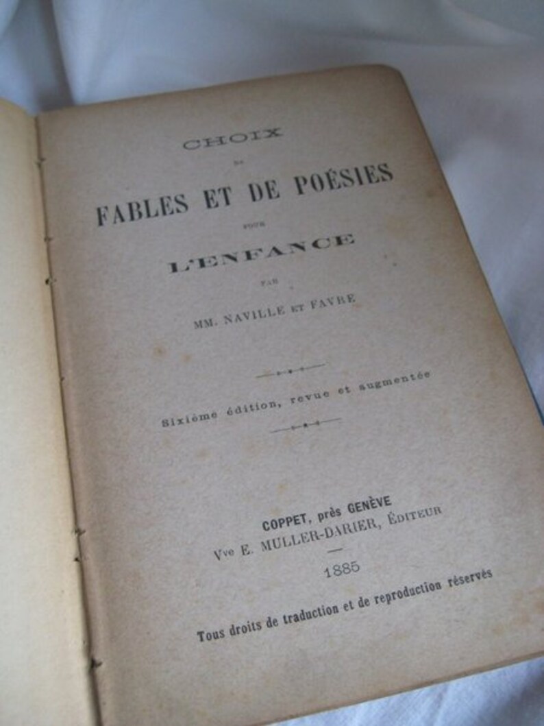 Choix de fables et Poésies, booklet of 1885, Antique image 2