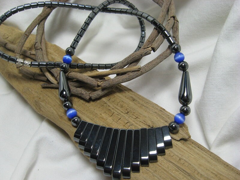 Collier Vintage En Hématite Naturelle - Bijou Ancien Authentique - Occasion (bon état)
