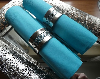 Napkin rings silver plated with embossing, vintage