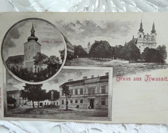 Antike Ansichtskarte, Grußkarte, Correspondenzkarte, Postkarte von Kwassitz, Quassitz, Kvasice, Böhmen, Mähren, 1911