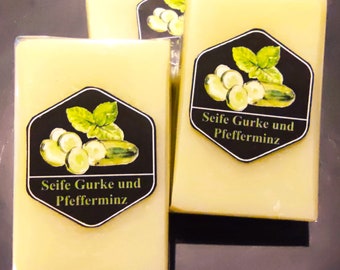 60,00 EUR/kg de savon artisanal « Concombre et menthe poivrée »