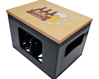 Wooden beer crate seat - place at the source