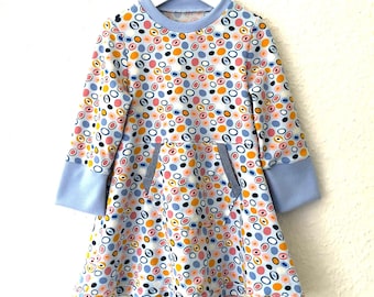 Kleid für Mädchen, hellblau, Motiv: Retro Eye