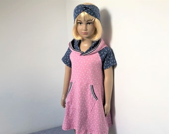 Girls' dress, hooded dress, dress for girls with hair band