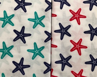 Cotton fabrics, motif: Maritime starfish - different colors