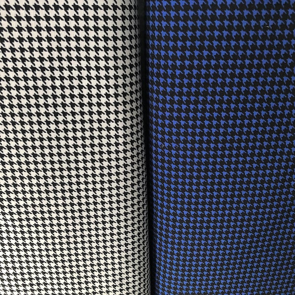 Cotton jersey, houndstooth, colour - satin grey and royal blue