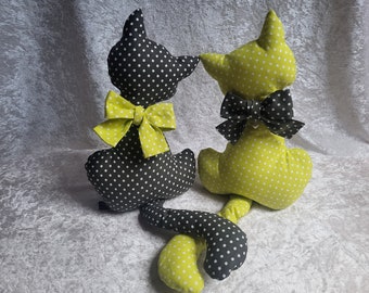 Cat couple grey-green / cat / decoration / doorstop / decorative cat / window decoration