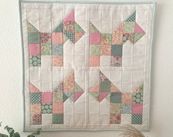 Wandbehang „Scotty“, Quilt handmade, Patchwork, shabby