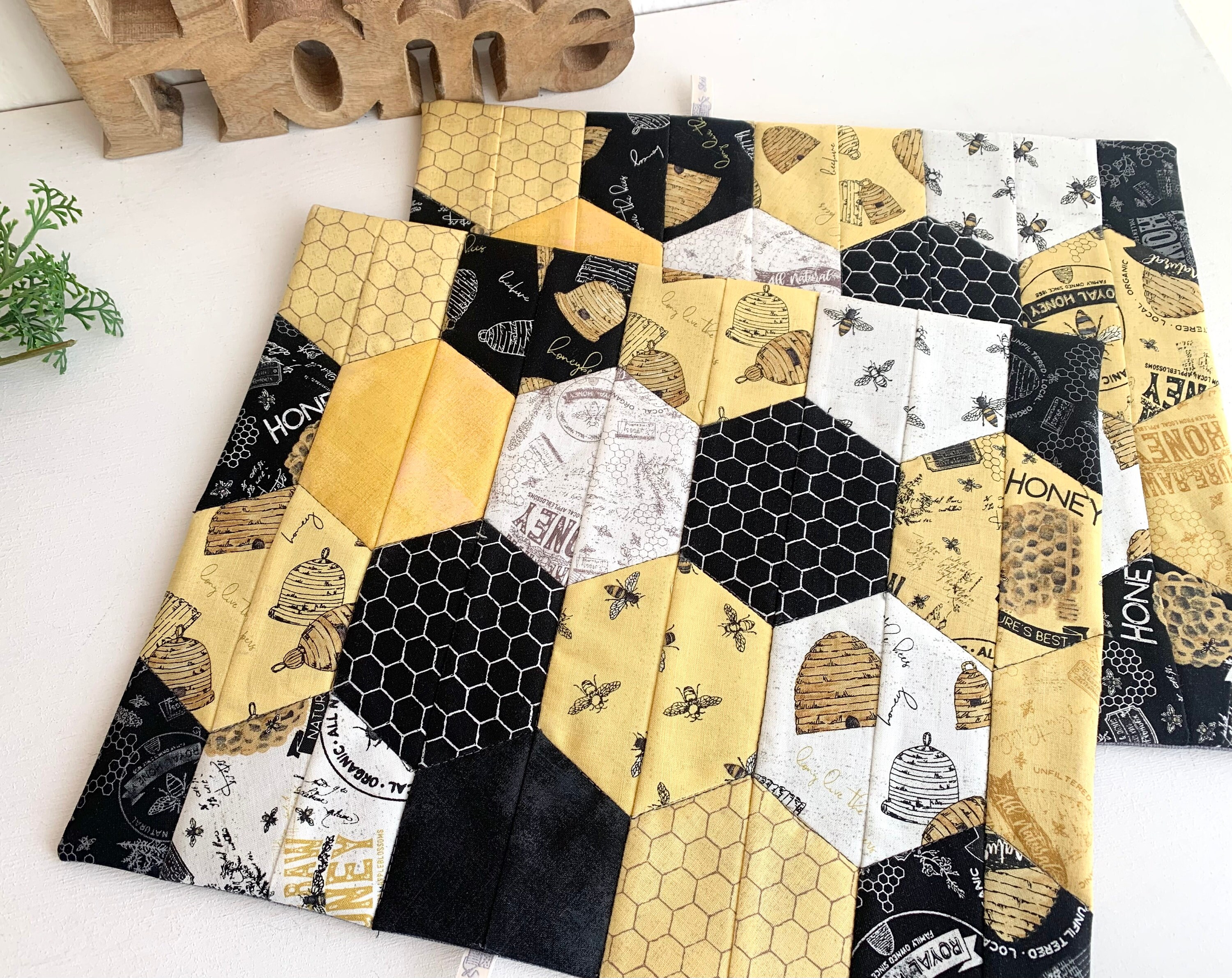 Quilt With Honeycomb And Bee