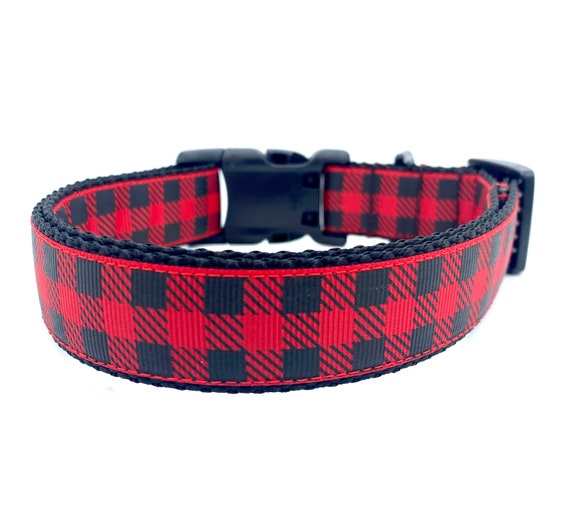 Red and Black Buffalo Check Dog Collar Etsy