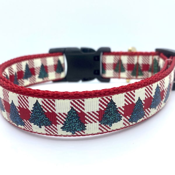 Christmas Tree Buffalo Plaid Seasonal Winter Dog Collar