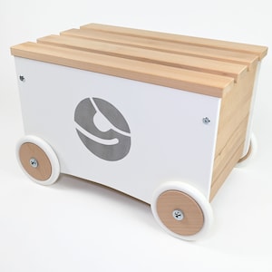 Spielkiste Spieltruhe Sitz Lenny aus Holz und weiß lackiert