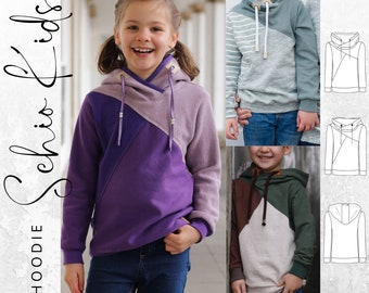 PDF pattern hoodie children in sizes 74/80 - 146/152 German instructions, with divisions, hoodie sewing PDF A4 A0 Beamer