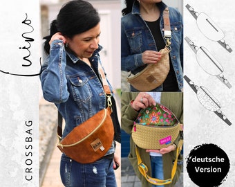 PDF sewing pattern Crossbag belt bag women, sewing bum bag in 2 sizes, German instructions