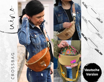 PDF sewing pattern for a women's crossbody belt bag/fanny pack in 2 sizes, German instructions