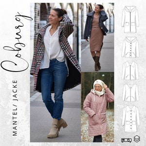 PDF sewing pattern ladies coat jacket in sizes 34-54 German instructions, with or without lining