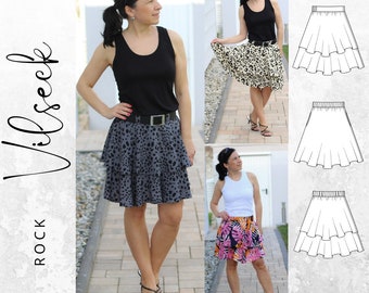 PDF sewing pattern women's skirt with steps size. 34-52, different lengths, German instructions