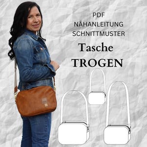 PDF sewing pattern for a women&#39;s crossbody bag, sewing a bag in 3 sizes, German instructions, video instructions, sewing instructions